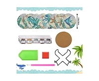 JDiction Diy Marine Animal Diamond Painting Coasters (16 Pcs) with Holder and Cork Base, 8 Ocean Patterns, Ideal for Home Decor and Holiday Gifting