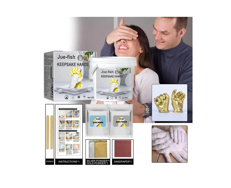 JDiction Diy 3D Hand Casting Kit with Seaweed Extract, Keepsake Mold Set for Couples and Kids, Ideal for Anniversary, Valentine's Day and Home Decor