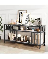 gaomon 65" Tv Stand for TVs up to 75", Entertainment Center with Shelves, Quadruple-Tube Support for Living Room