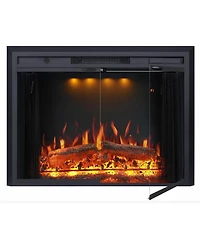 33" Recessed-in Realistic Flame Electric Fireplace with Adjustable Heat, Timer