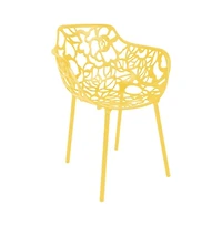 LeisureMod Devon Patio Dining Arm-Chair Set of 2 Aluminum Stackable Design Side Chair, Weather Resistant Metal Chair, Uv Protected