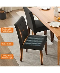 gaomon Parsons Button Tufted Dining Chairs Set of 6, Upholstered Fabric Kitchen with Wood Legs and Padded Seats, Living Room Furniture