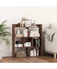 Slickblue 7 Cube Open Back Bookshelf with Anti Tip Safety Wall Anchor