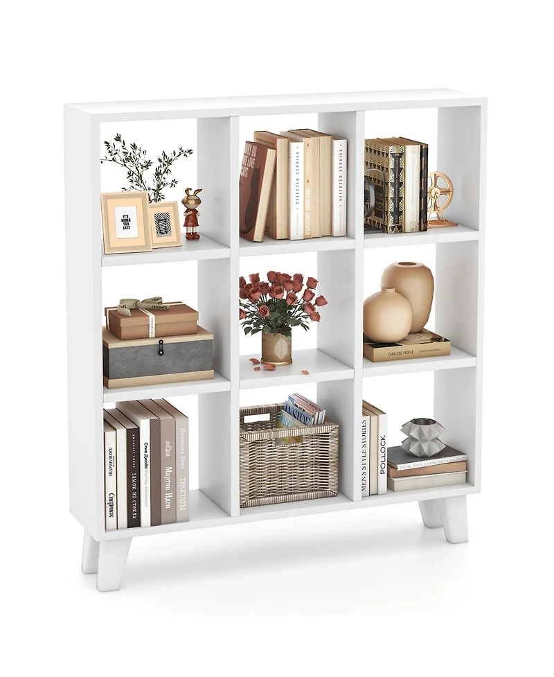 Slickblue 9-Cube Storage Bookcase with Removable Shelves and Lifted Base