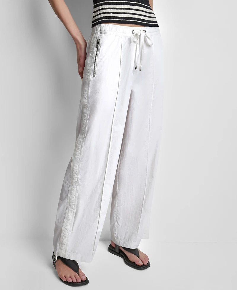 Dkny Women's Relaxed-Fit Logo Trim Pants