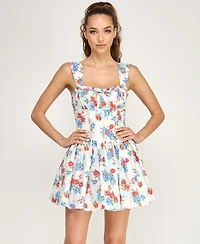 Alex & Sophia Juniors' Sweetheart Neck Floral Dress