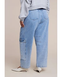 Eloquii Women's Low Rise Pocket Detail Loose Jean