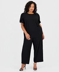 Anne Klein Essentials Plus Pull-On Crop Straight-Leg Pants