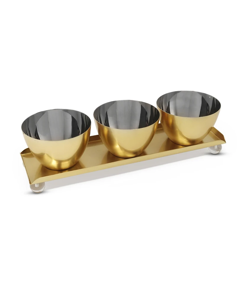 Classic Touch Bowl Relish Dish on Tray, Set of 4
