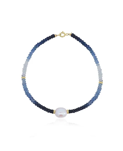 The Lovery Blue Sapphire Ombre Bead Pearl Bracelet 14K Gold