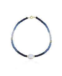 The Lovery Blue Sapphire Ombre Bead Pearl Bracelet 14K Gold