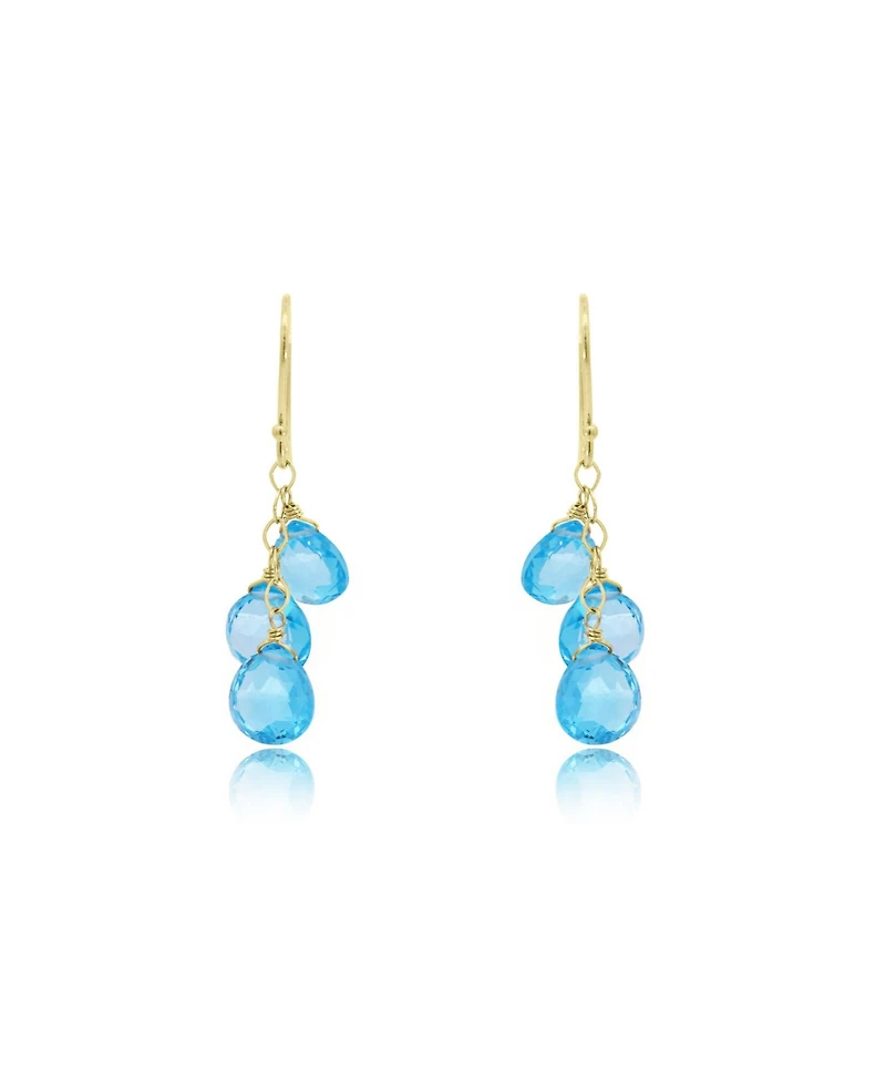 The Lovery Blue Topaz Bead Dangle Earrings 14K Gold