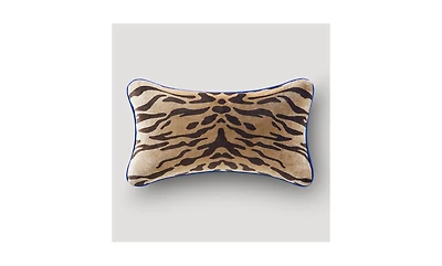 Bronze Tiger Lumbar 12" X 20" - Blue Piping
