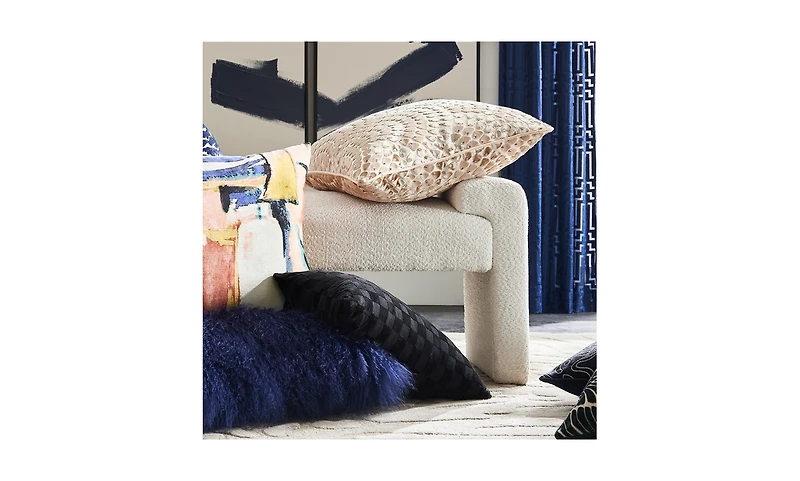 Deco Velvet Fan Pillow 22" - Gold/Blush