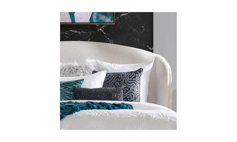 Abelia Pillow 22" - Ivory/Black