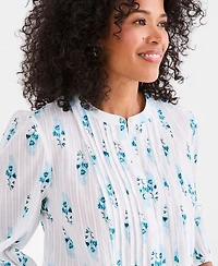 Style & Co Women's Cotton Pintuck-Front 3/4-Sleeve Top, Macy's Exclusive