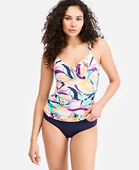 Anne Cole Women's Underwire Surplice Tri Printed Tankini Top
