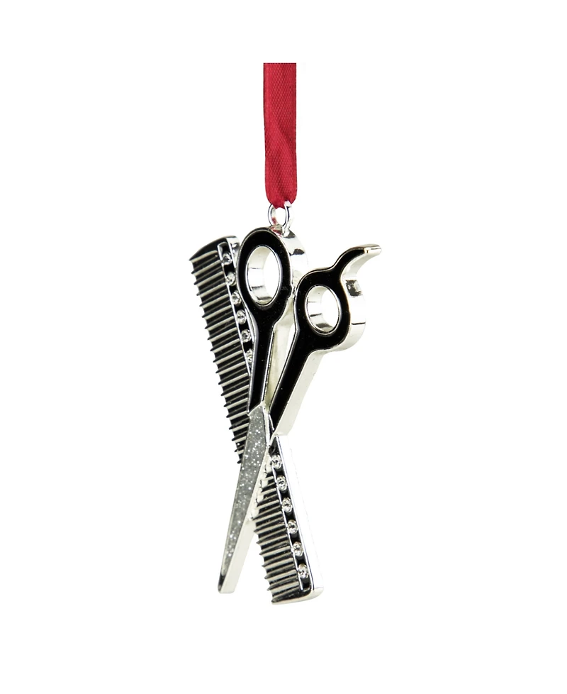 Northlight Plated Barber Scissors and Comb Christmas Tree Ornament with European Crystals
