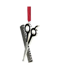 Northlight Plated Barber Scissors and Comb Christmas Tree Ornament with European Crystals