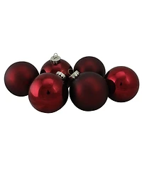 Northlight 6 Count 2- Finish Glass Ball Christmas Ornaments 80mm Set, 3.25"
