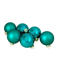 Northlight 6-Piece Shiny and Matte Turquoise Blue Glass Ball Christmas Ornament Set 3.25" 80mm