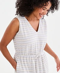 Style & Co Women's Striped Tie-Waist Midi Dress, Macy's Exclusive