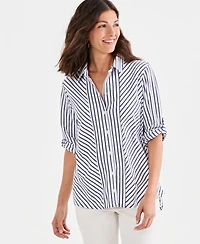 Style & Co Petite Collared Neck Button-Down Top, Macy's Exclusive