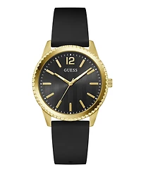 Guess Men's Gold-Tone Black Silicone Watch, 40mm