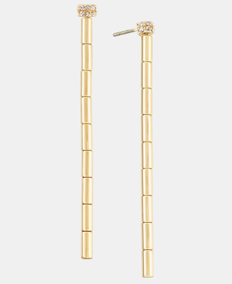 Lauren Ralph Lauren Pave Bead Textured Linear Drop Earrings