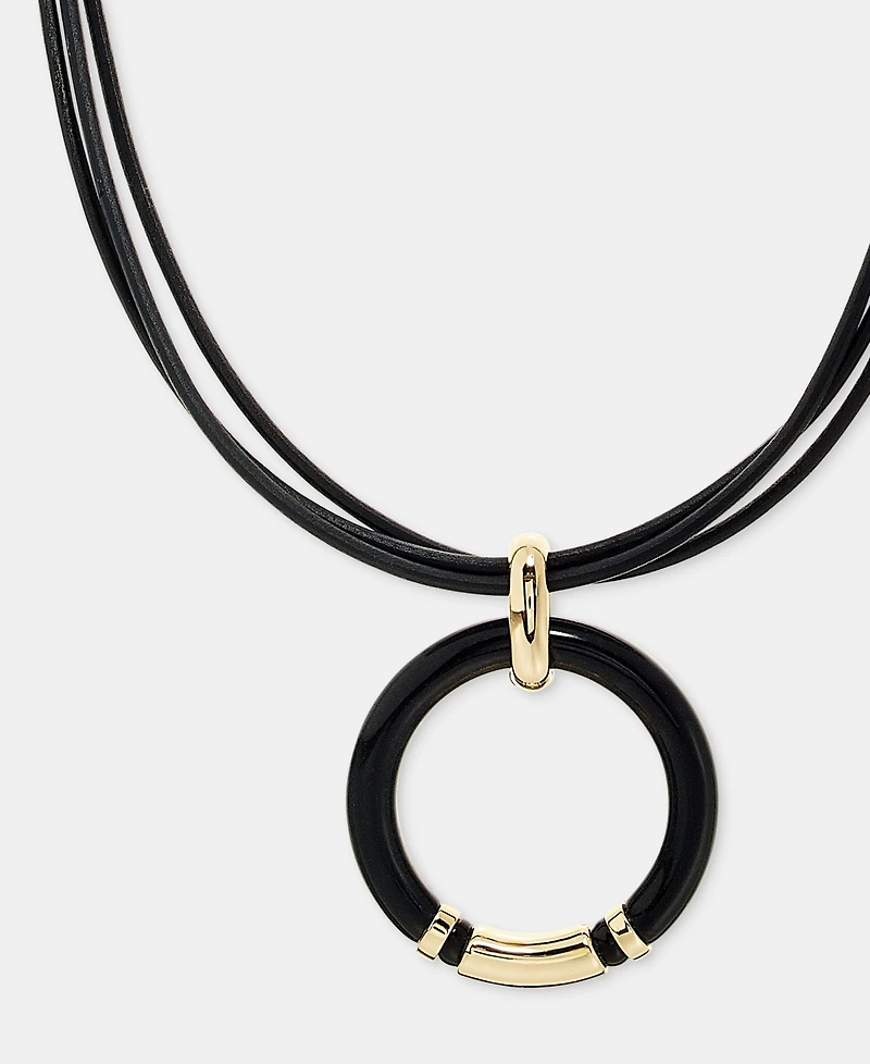 Lauren Ralph Lauren Color Ring Leather Pendant Necklace
