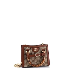 Pre-Owned Gucci Mini Diana Nm Bamboo Handle Tote Crystal Embellished Gg Canvas