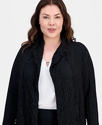 Kasper Plus Textured Open-Front Jacket