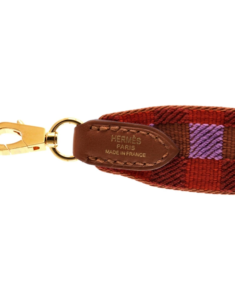 Pre-Owned Hermes Sangle Shoulder Strap Maxi Quadrille Canvas