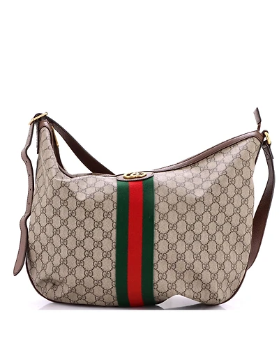 Pre-Owned Gucci Large Ophidia Half Moon Hobo Gg Coated Canvas