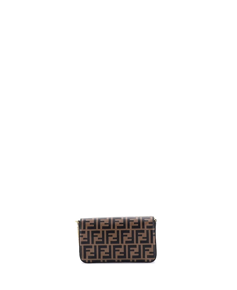 Pre-Owned Fendi F is Fendi Envelope Clutch on Chain Zucca Embossed Leather