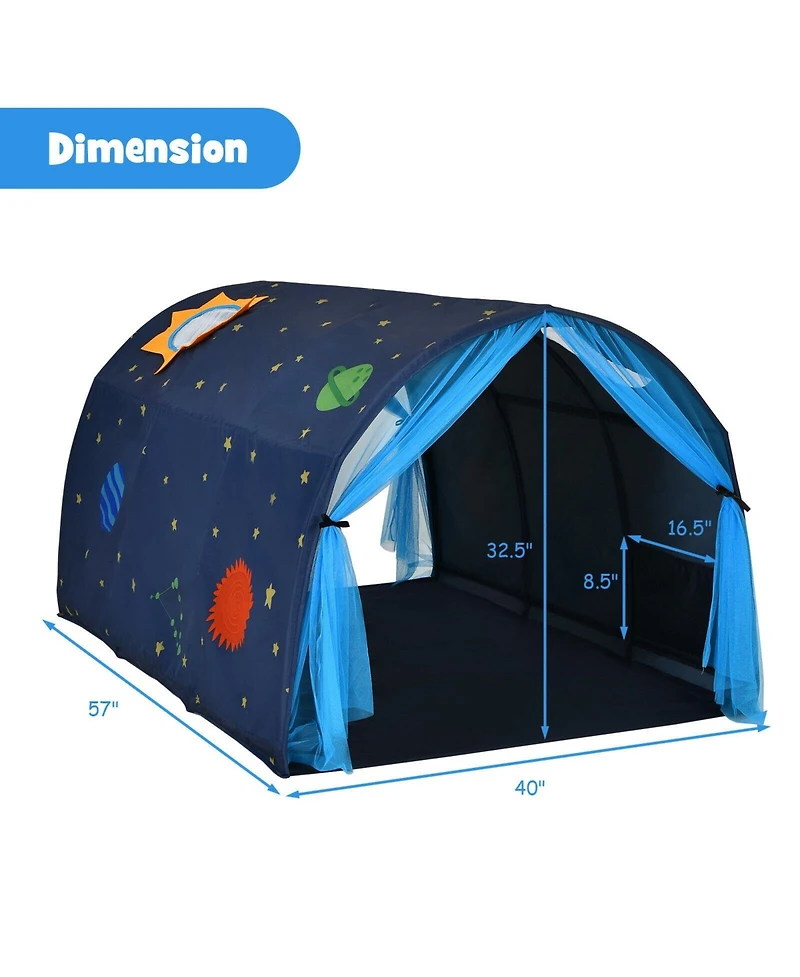 Hongge Kids Galaxy Starry Sky Dream Portable Play Tent with Double Net Curtain