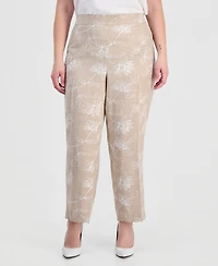 Kasper Plus Embroidered Pull-On Pants