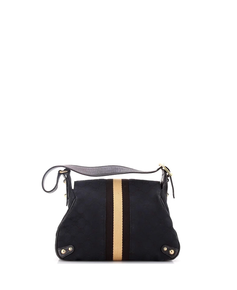 Pre-Owned Gucci Mini Horsebit Web Flap Shoulder Bag Gg Canvas