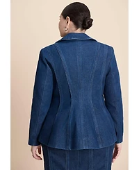 Eloquii Women's Seamed Denim Peplum Blazer
