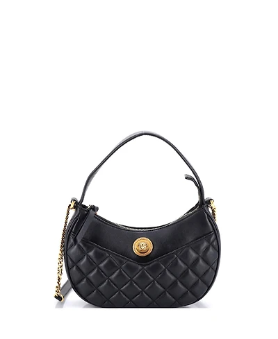 Pre-Owned Versace Medusa Half Moon Bag Quilted Leather