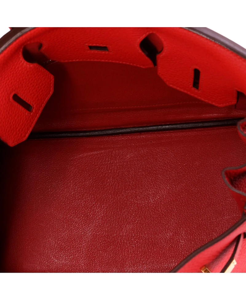 Pre-Owned HERMES Birkin 30 Handbag Red Clemence with Gold Hardware