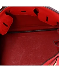 Pre-Owned HERMES Birkin 30 Handbag Red Clemence with Gold Hardware