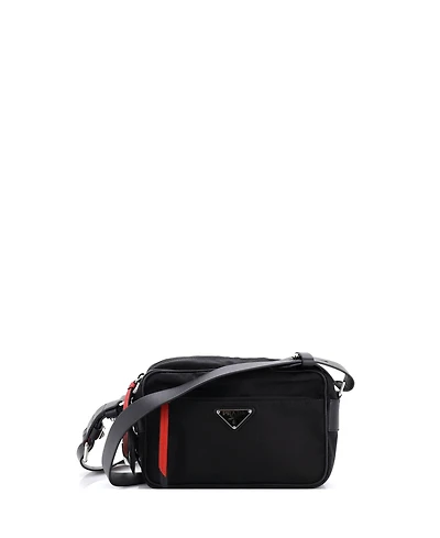 Pre-Owned Prada Small New Vela Shoulder Bag Tessuto with Studded Leather