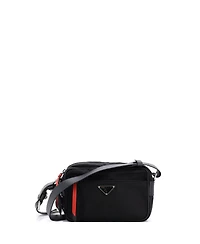 Pre-Owned Prada Small New Vela Shoulder Bag Tessuto with Studded Leather