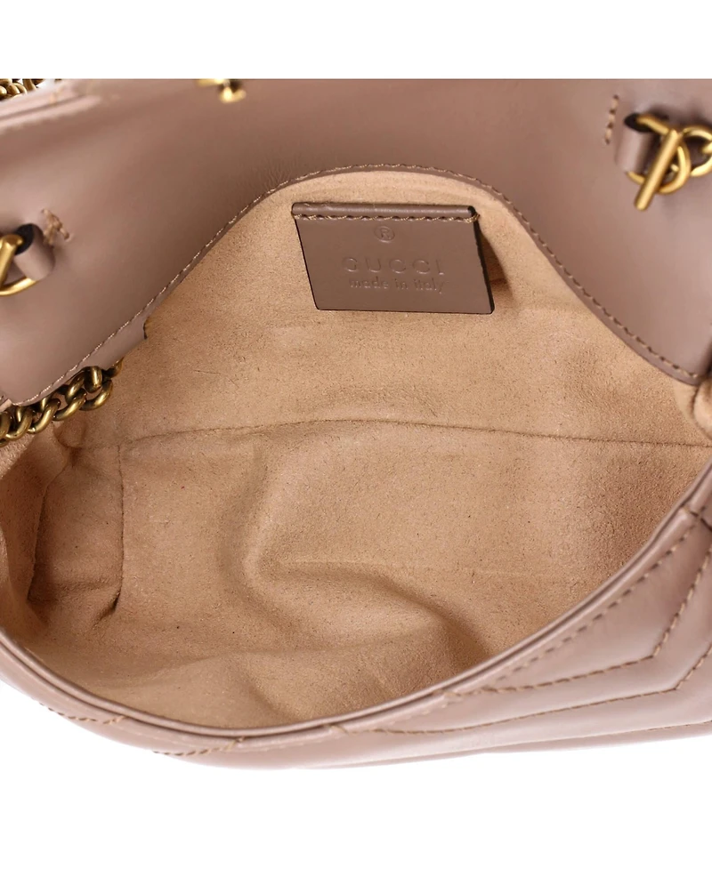 Pre-Owned Gucci Super Mini Gg Marmont Flap Bag Matelasse Leather