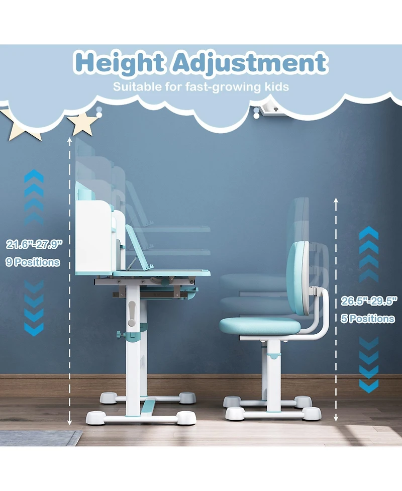 Sugift Kid's Study Desk and with Tilt Desktop and Pen Holder