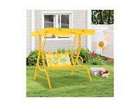 Hongge 2 Seater Kids Patio Swing with Metal Stand and Adjustable Canopy