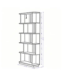 Rainsken 5 Tier Wood Modern Open Storage Feature Bookcase