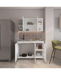 Depot E-Shop Byron Kitchen Cabinet Set, 6 Doors, 9 Shelves