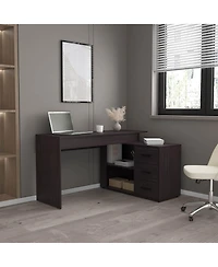 Depot E-Shop Neilton L-Shaped Desk, 3 Drawers, 2 Shelves